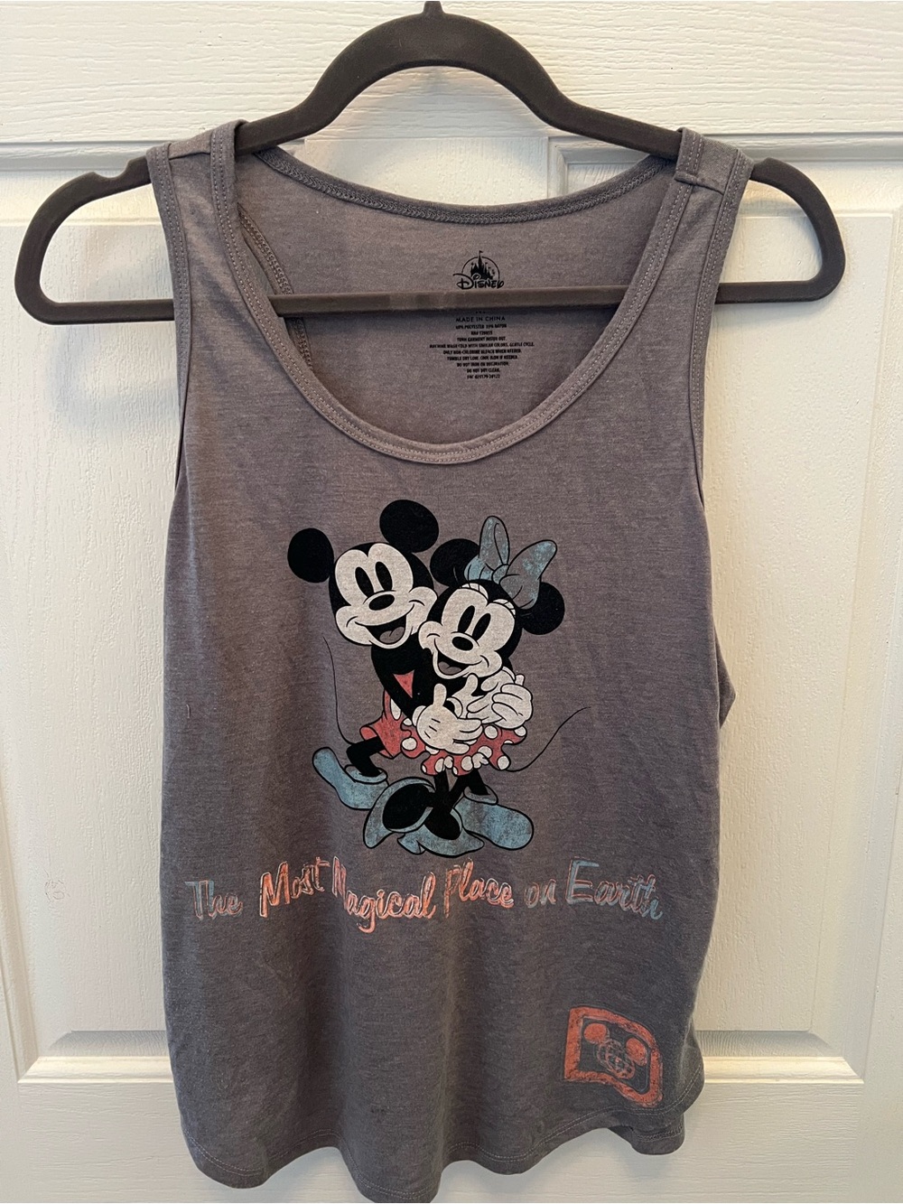 Disney Gray Tank Top with Mickey & Minnie Graphic